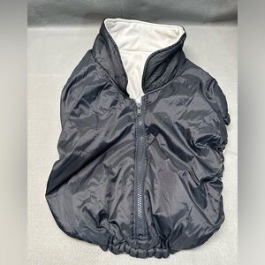 Babies R Us warm fleece lined carseat cover/blanket- grayish navy/off-white